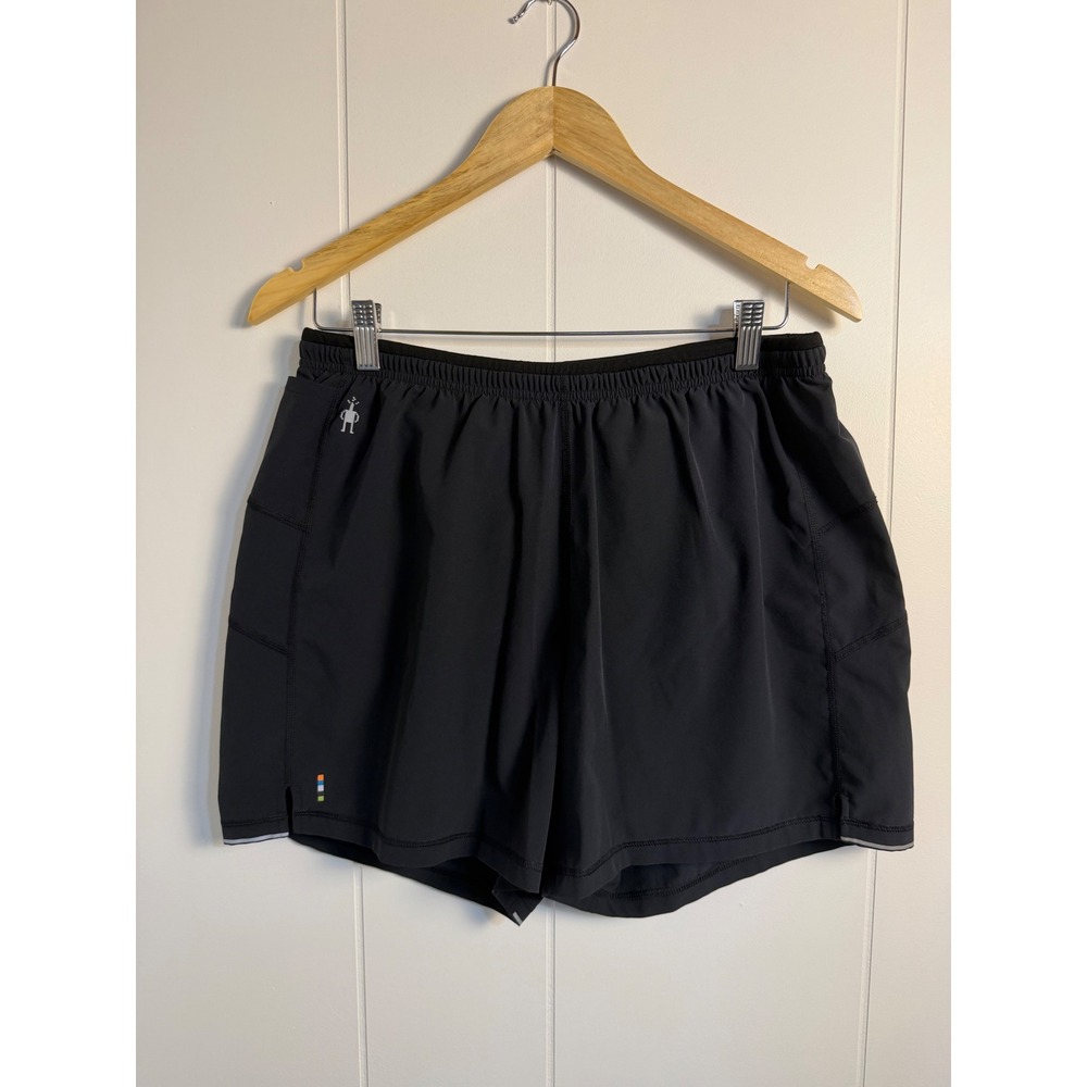 Smartwool Running Shorts Medium Black Merino Wool Liner Pockets Reflective Mens